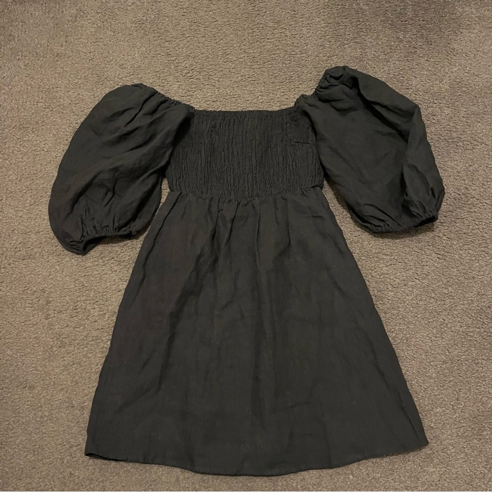 Tuckernuck Black Smocked Square-Neck Mini Dress - Picture 3 of 6